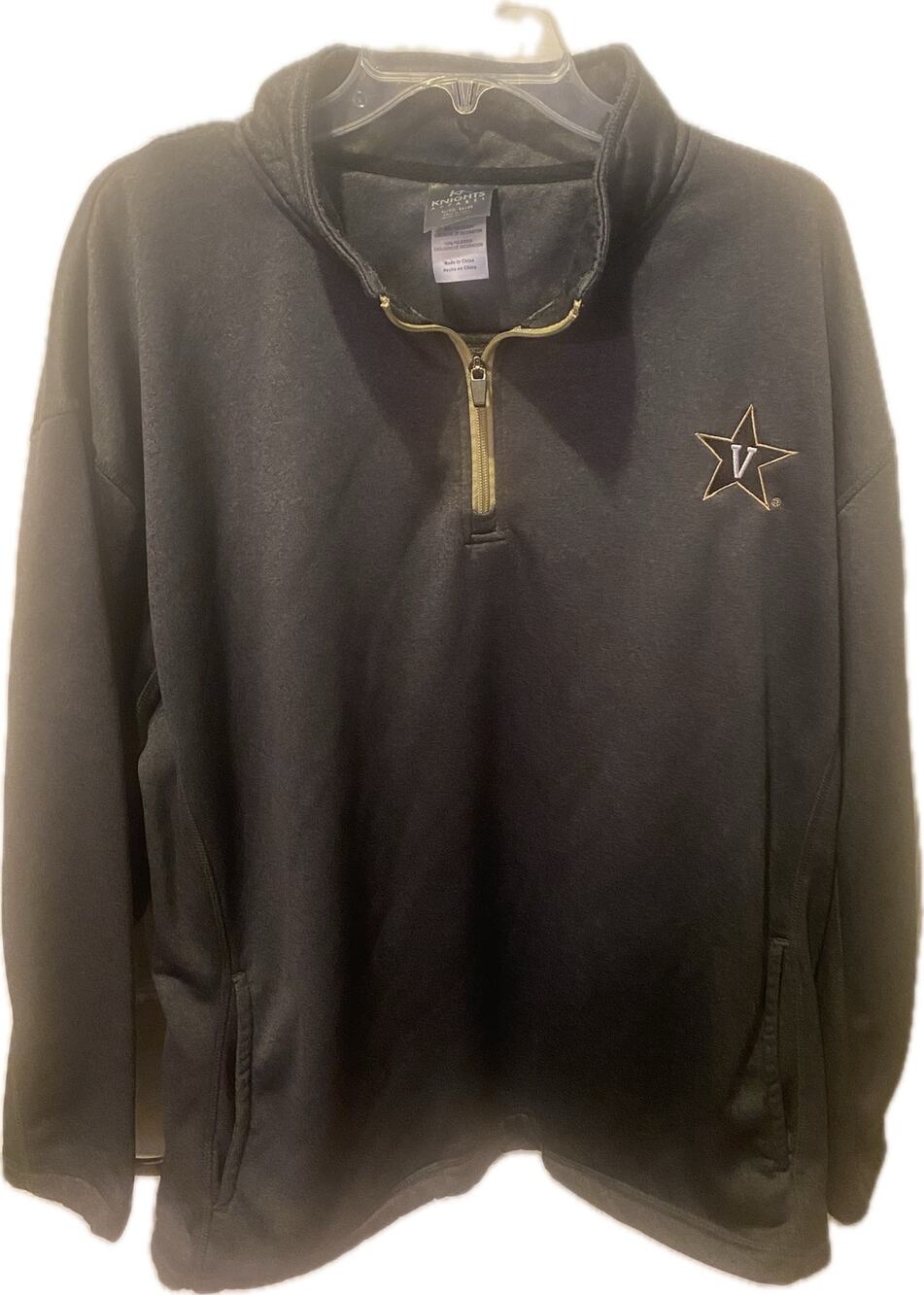 Knights Apparel Vanderbilt Commodores Black Quarter-Zip Pullover Jacket Men's XL